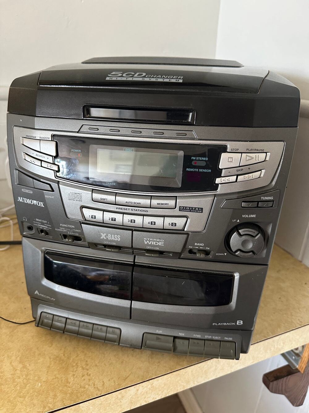 Vintage 1999 Audiovox CD2551 5 Disc CD Changer Dual Cassette Stereo UNTESTED